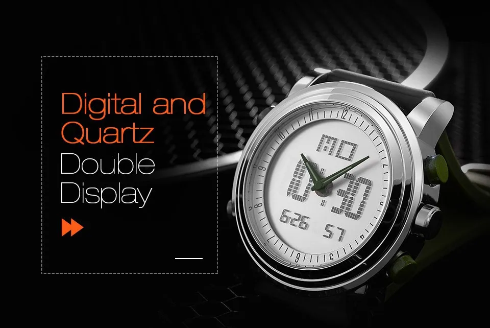 SINOBI Sports Watches Men Dual Display Analog Digital LED Electronic Quartz Wristwatches Men Multifunctional Waterproof Watch