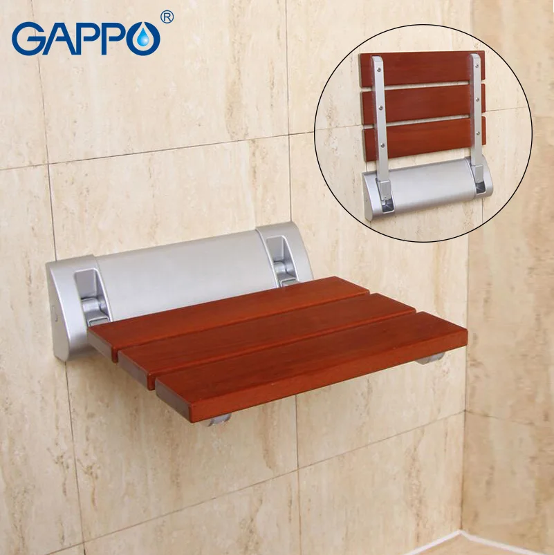 GAPPO Wall Mounted Shower Seats Solid wood folding seat bathroom relax chair shower Stool toilet