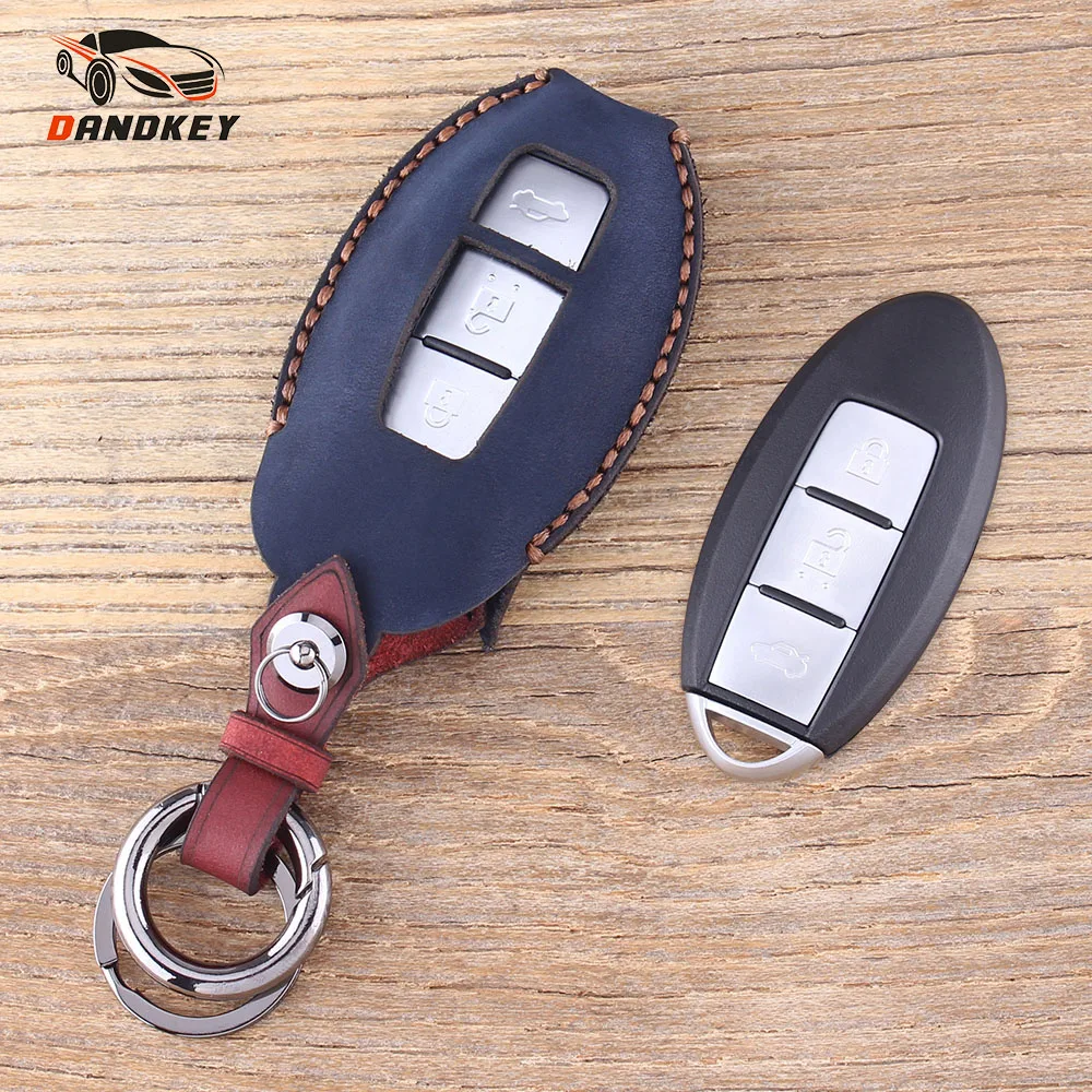 

DANDKEY Genuine Leather Protector Car Keychain Key Cover Case For Nissan Sunny ALTIMA MAXIMA Murano For Infiniti G35 3 Buttons
