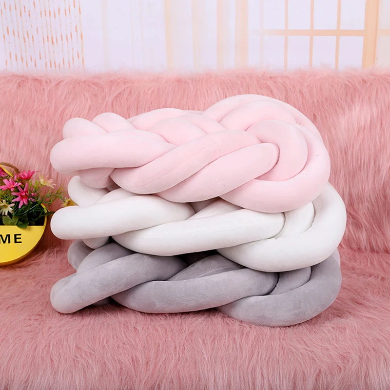  Long Knotted Braid Pillow Knot Crib Infant Room Decor Newborn Baby Bed Bumper/Cushions Crib Bumper 