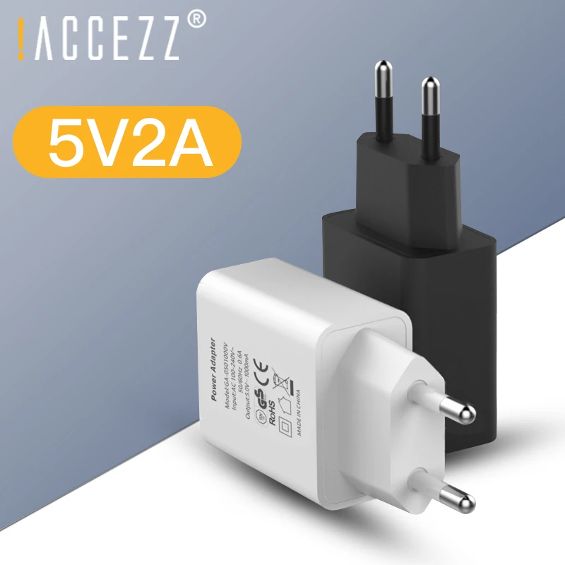 

!ACCEZZ 5V 2A EU Plug USB Charger Fast Wall Charger For iPhone 7 X XS Samsung S8 S9 Xiaomi Huawei Universal Mobile Phone Charge