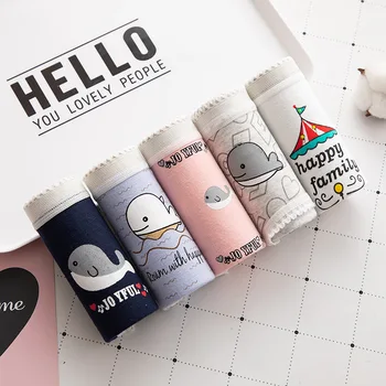 

Women simple cotton briefs black and white cute cartoon underwear lady pack hip breathable female 100% cotton crotch N00015