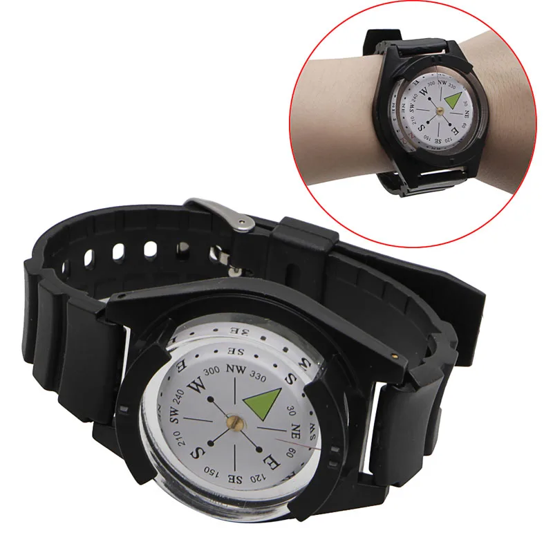  1 Pc ABS Taktische Handgelenk Kompass Sonder Für Militär Outdoor Uhr Schwarz Band Wandern Getriebe 