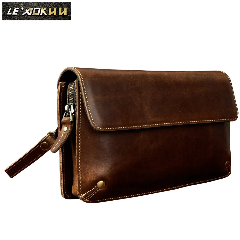 

Fashion Male Organizer Wallet Leather Design Checkbook Chain Zipper Pocket Wallet Purse Clutch bag 7" Tablet Cellphone Men 5160