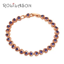 Gorgeous style rose Gold Tone new 2016 Bracelets for women Blue crystal Health Nickel & Lead free fashion jewelry TB620