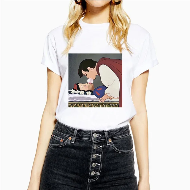 

WVIOCE Hot Sale Women T-shirts Harajuku Short Sleeve Funny Graphic Shirt White T-shirt Casual Cotton Tops Tees Woman Clothing