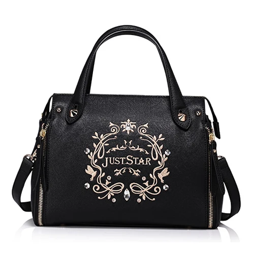 

Brand Design Black Women's Leather Top Handle Bags Letter Embroidery Shoulder Bags Lady's Casual Totes Messenger Crossbody Bags