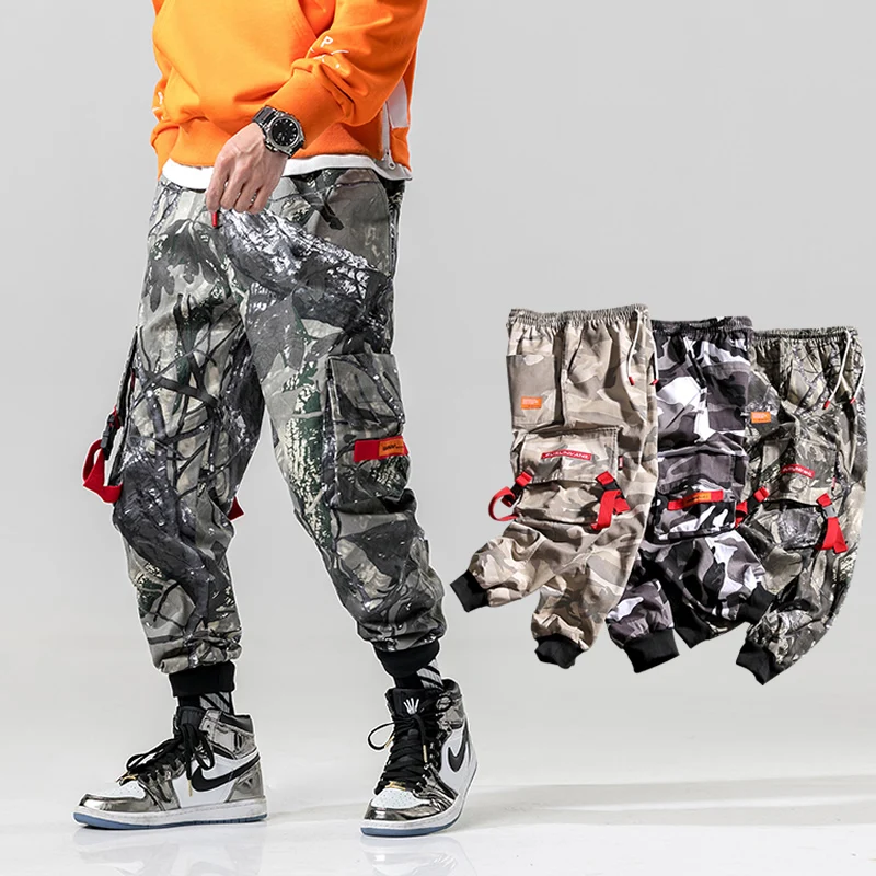 2019 Для мужчин уличной моды s Камуфляж Jogger брюки молодежи Повседневное весенние