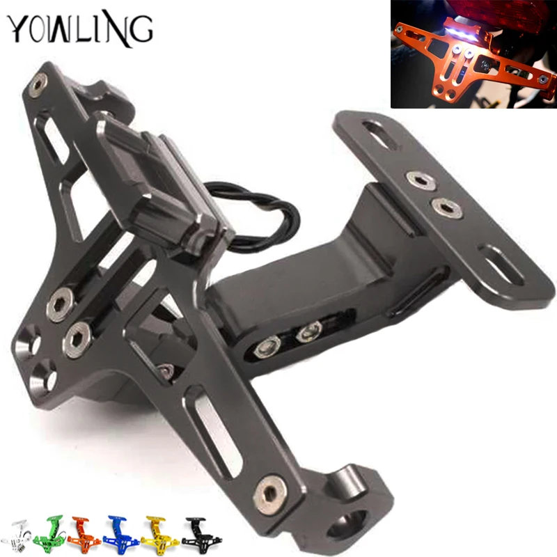 Novo Ângulo Ajustável moldura da placa de licença Titular Suporte ajustado com luzes LED para BMW F650GS F800GS S1000RR S1000R R1200ST