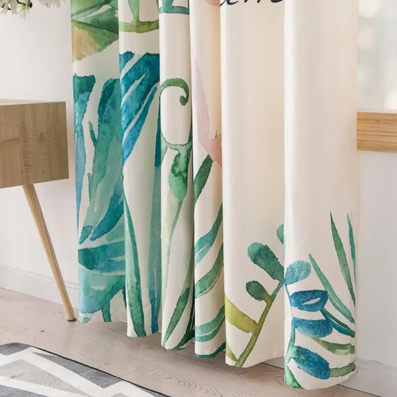 Ins Nordic Digital Printed 3d cartoon flamingo Curtains For Bedroom Window Decoration Modern Style plant Pattern Window Curtain