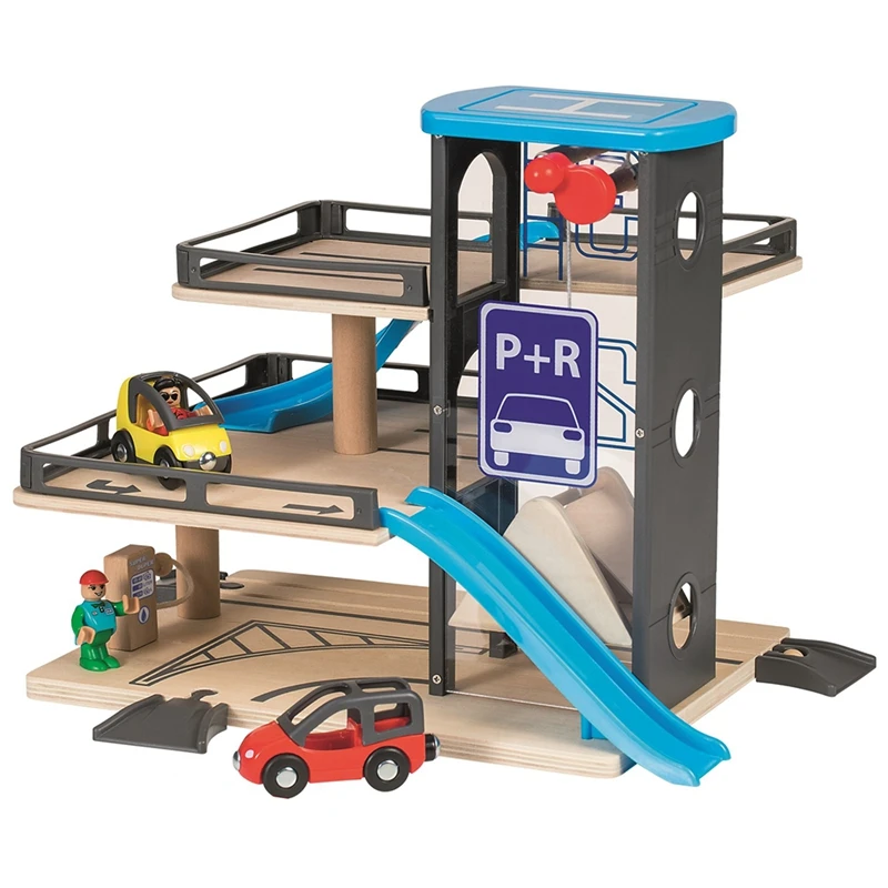 Buy Toddler Wood Toys Vehicle Blocks Parking Lot Set