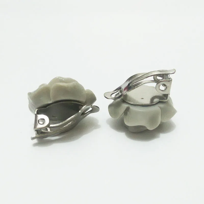 Серьги клипсы bijoux без проколов ушей база для пирсинга fкабошон камея bazel плоская