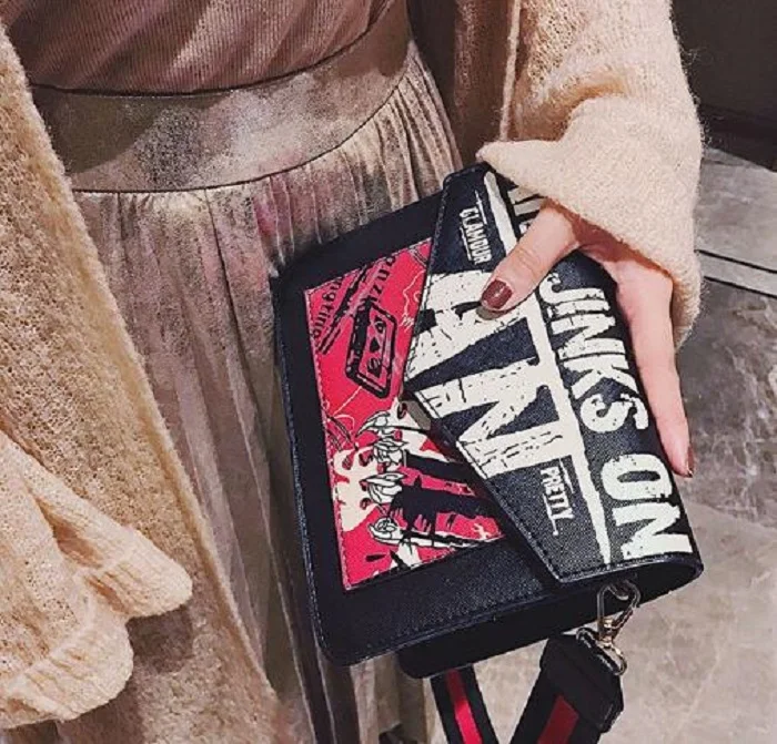 Women Cartoon printing Messenger Bags Girl's slant bag pu Handbags Clutch Bag Bolsa Feminina mochila Bolsas Female sac a main