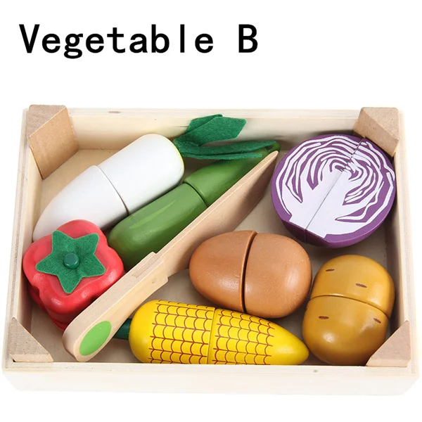 Деревянные детские игрушки, клубника, имитация фруктов, овощей, набор деревянных игрушек для детей, детские кухонные игрушки, развивающий подарок - Цвет: Vegetable B