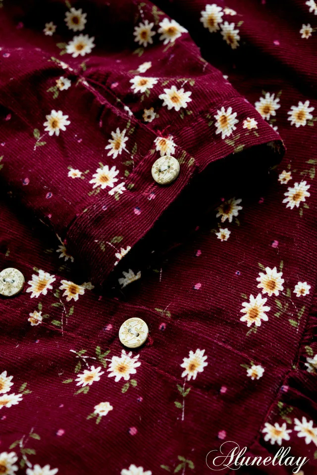 2017 Japanese korean style long sleeved autumn fall all match fashion small flowers print floral fashion corduroy woman dress 2017 Japanese korean style long sleeved autumn fall all match fashion small flowers print floral fashion corduroy woman dress