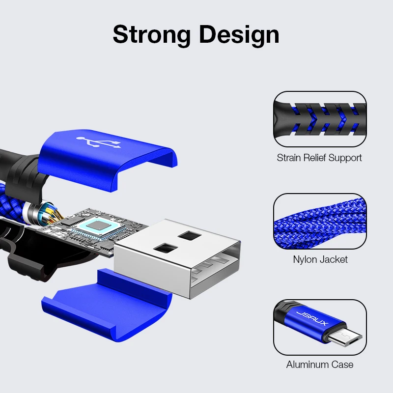 JSAUX Micro USB кабель 2.4A Быстрый кабель синхронизации данных и зарядки для samsung huawei Xiaomi Android Micro usb кабели для мобильных телефонов