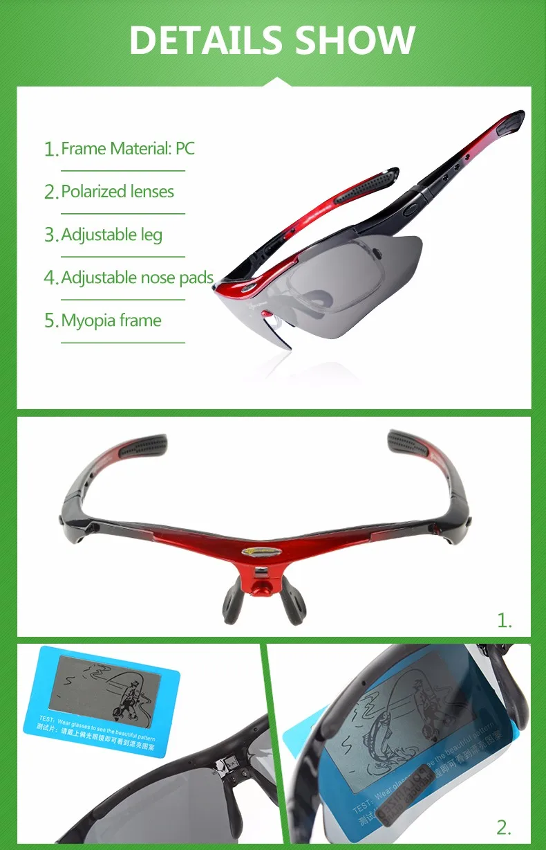 RockBros Polarized 5 Lens Outdoor Sports Hiking Climb Bicycle Cycling Sun Glasses Bike Sunglasses TR90 Eyewear Goggles