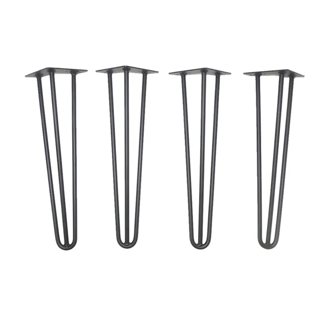 18" Hairpin Legs ,Black Hairpin Coffee Table Leg , 3 rod 1/2" Solid