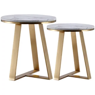 Nordic marble side round table angle post-modern light luxury living room stainless steel gold-plated small coffee table