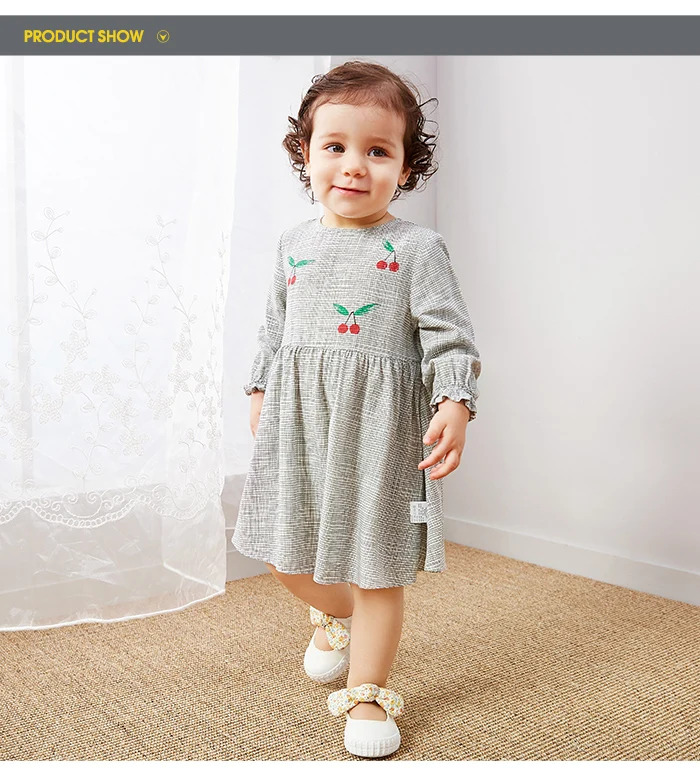 BalabalaBaby/мини-платье для девочек; Новинка г.; весенние хлопковые платья с длинными рукавами и цветочным рисунком для новорожденных