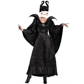 

New halloween Role Play Costume Maleficent Costume Woman Luxury Cosplay Costume In Movie Maleficent Black Costume