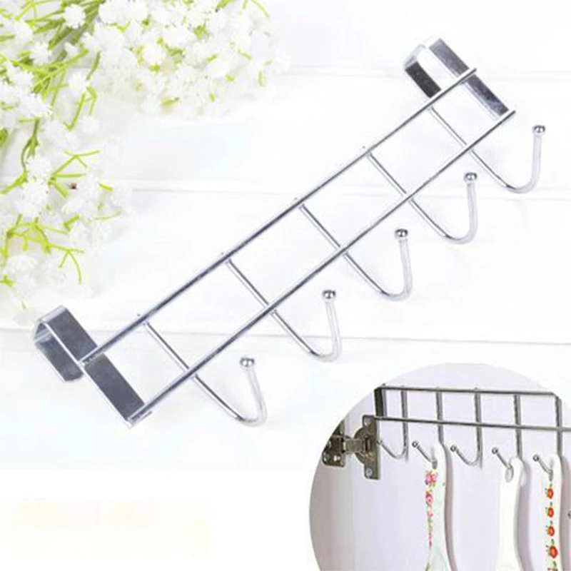 1* Нержавеющая сталь без сверла 5-hook Rack Шкаф Дверь Назад пальто шляпа крюк вешалка