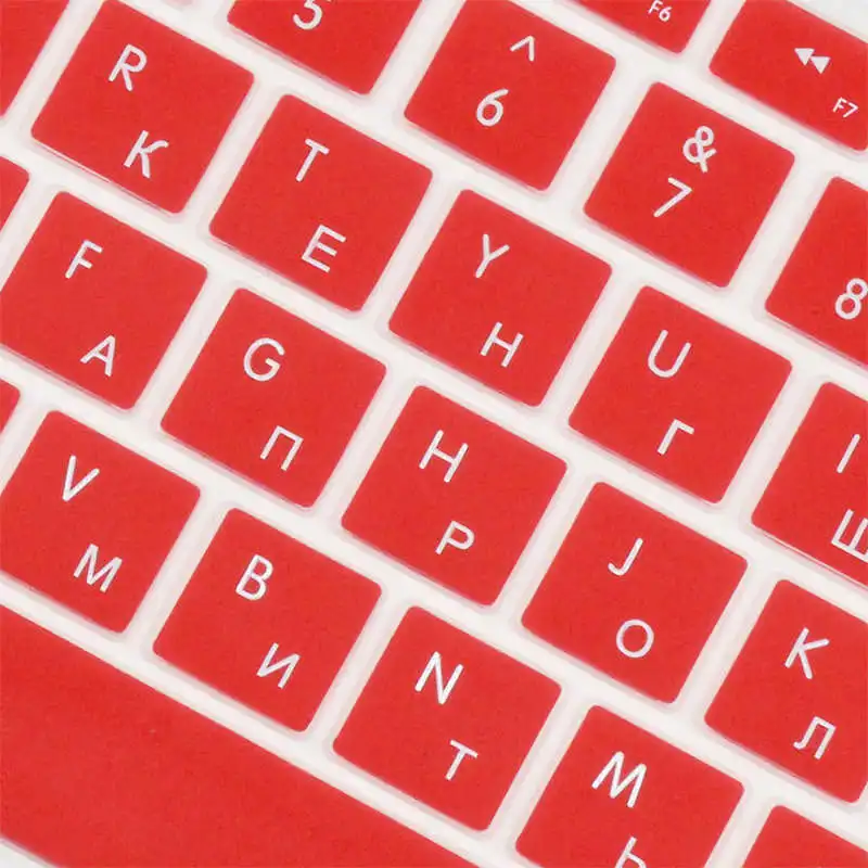 SR 14 цветов ЕС русский язык письмо Силиконовая клавиатура крышка наклейка для Macbook Air 13 Pro 13 15 17 retina Защитная Наклейка - Цвет: Red