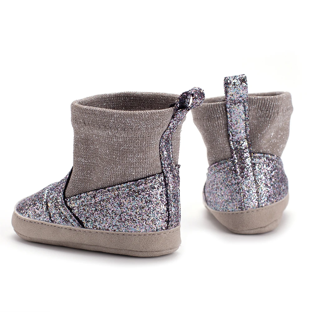 Для маленьких девочек PU Мех Дизайн сапоги повседневная обувь принцесса Prewalker теплая обувь детские сапоги 0-18 м