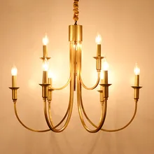Светодиодный светильник-свеча для гостиной, золотой, бронзовый, медный, Ретро стиль, американский стиль, светодиодный, для ресторана, Prestigio