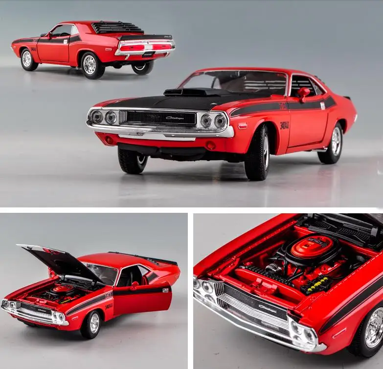 Dodge Challenger 1970 мышцы Ретро Спорт, 1:24 передовая игрушечная машинка из сплава, Коллекционная модель