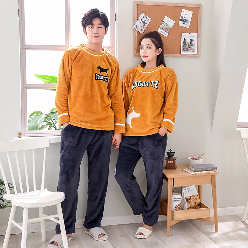 BZEL Long-Sleeve Couple Coral Fleece Pajamas Cute Winter Flannel Warm Love Mens Pyjamas Women's Sleep Lounge Couple Pijama Sets BZEL Long-Sleeve Couple Coral Fleece Pajamas Cute Winter Flannel Warm Love Mens Pyjamas Women's Sleep Lounge Couple Pijama Sets