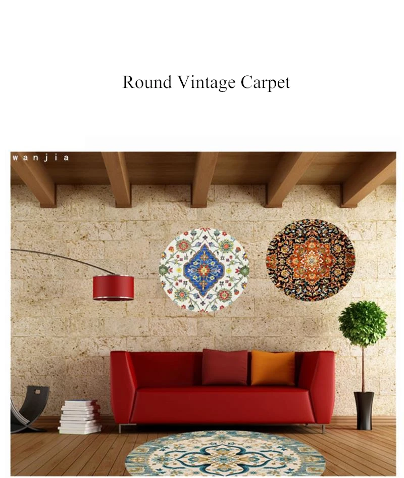 Марокканский винтажный круглый ковер для гостиной, домашний круглый ковер для спальни, компьютерный коврик на стул и на пол, Европейский коврик для гардеробной и ковров