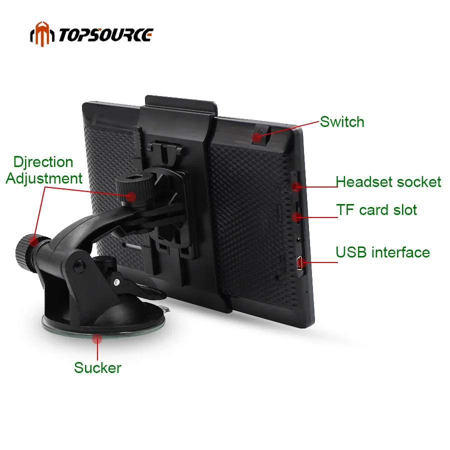 TOPSOURCE 7 ''Автомобильный gps навигатор HD WinCE 800 8 Гб FM 6 0 МГц Бесплатная карта