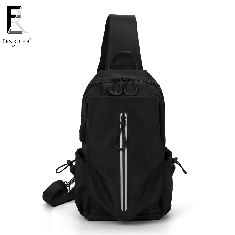  FENRUIEN 2019 nuevo paquete de pecho para hombre bolso bandolera informal de carga USB bolsa de pec