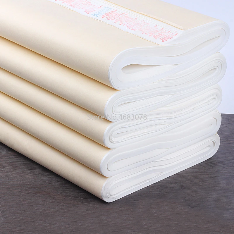 100pcs Xuan Paper Chinese Semi-Raw Rice Paper For Chinese Painting Calligraphy Or Paper Handicraft Supplies 34x46cm