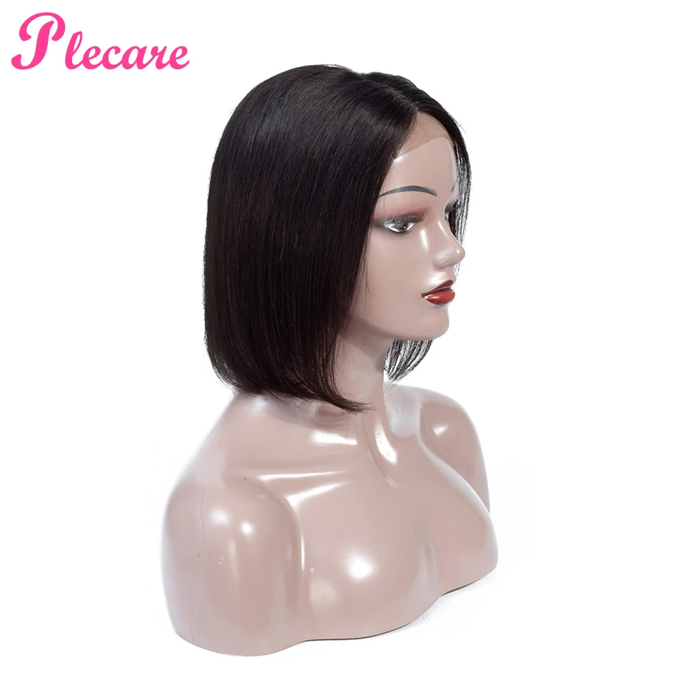 Plecare 4*4 боб парик 8-14 дюймов бразильские прямые кружева Закрытие человеческих волос парики для черных женщин натуральный цвет не Реми