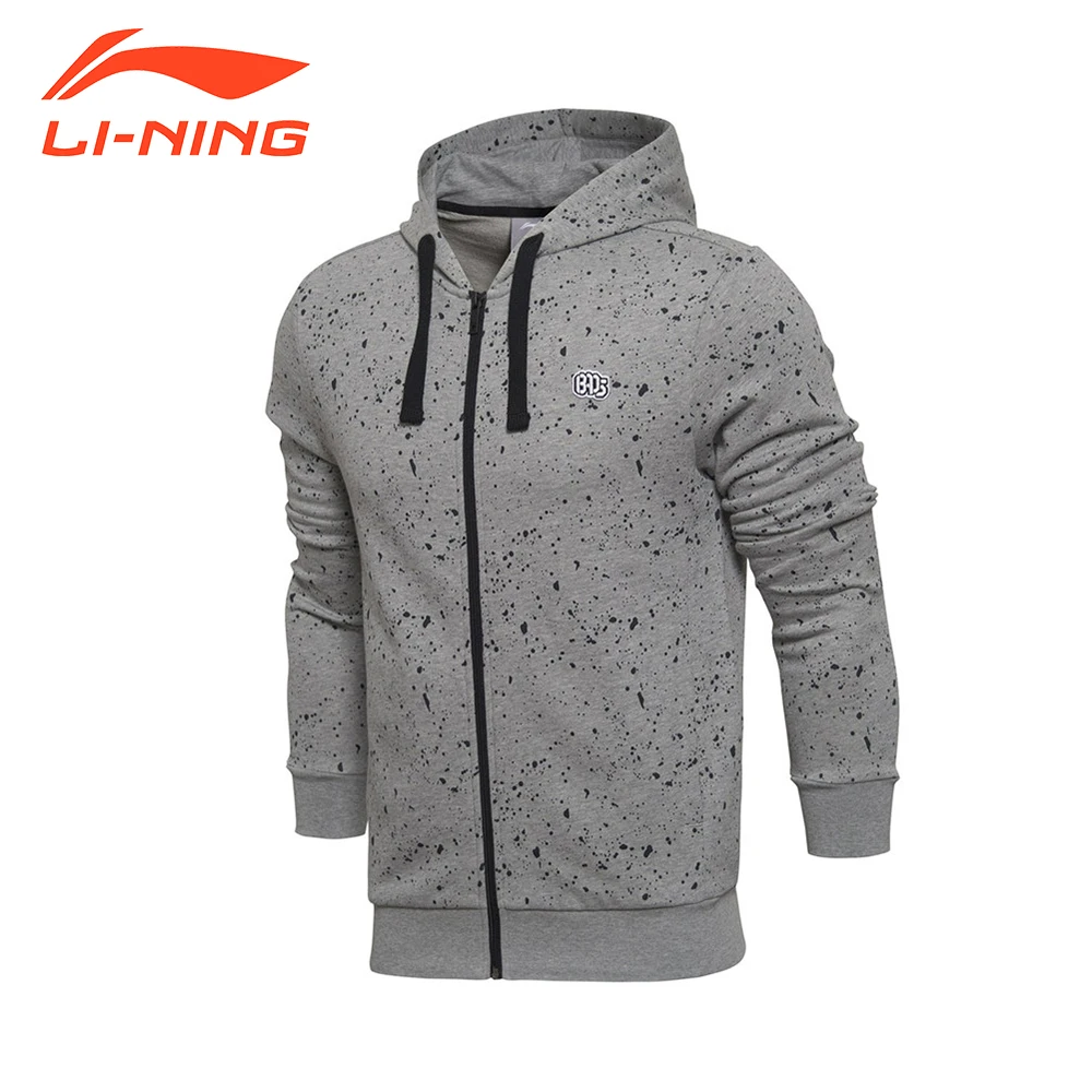 Li Ning Brand Cotton Men's Running Jackets Basketball Printing Hoodie