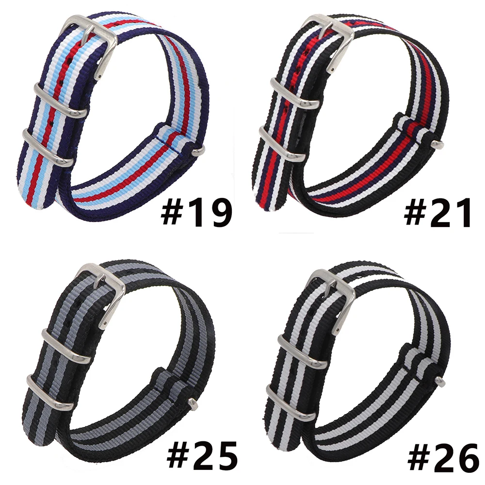  18 20 22mm Brand Army Sport nato fabric Nylon strap accessories Bands Buckle belt For 007 James bond Watch Bracelet black