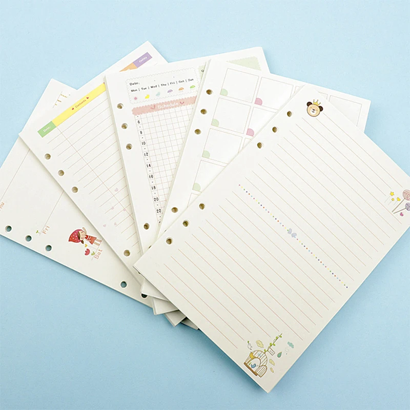 

1PC A5/A6 Kawaii Colorful Diary Refills Spiral Notebook Replace Color Core Stationery Gift School Planner Ring Binder Paper
