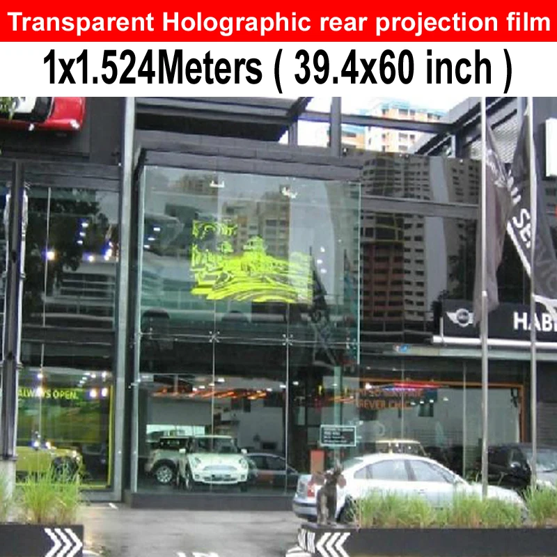 Бесплатная доставка 1x1 524 метров прозрачная фотография для 3D Holo Display Shop windows