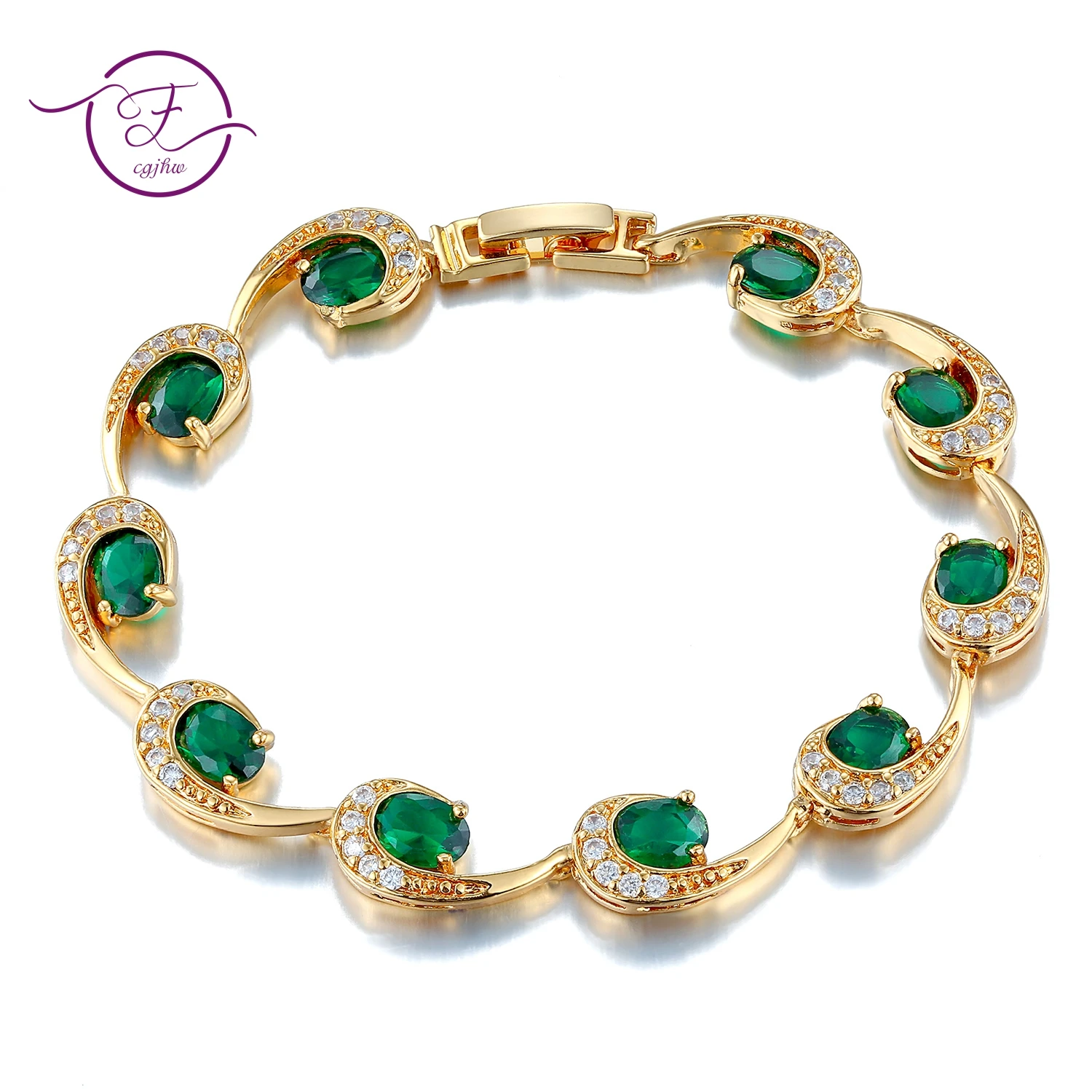 

Charms Emerald Bracelets-For-Women 18CM Long Bohemia Gemstone bracelet Party Birthday Wedding present For Girls Drop Shipping