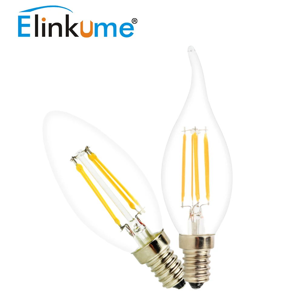 Elinkume E12 светодиодный лампочка накаливания 4 Вт Свеча лампа шт. AC110V