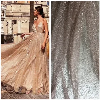 

GLace 1Y/Lot White wave point Bronzed shiny sequin fabric cloth bronzing mesh fabric dress performance clothing TX175