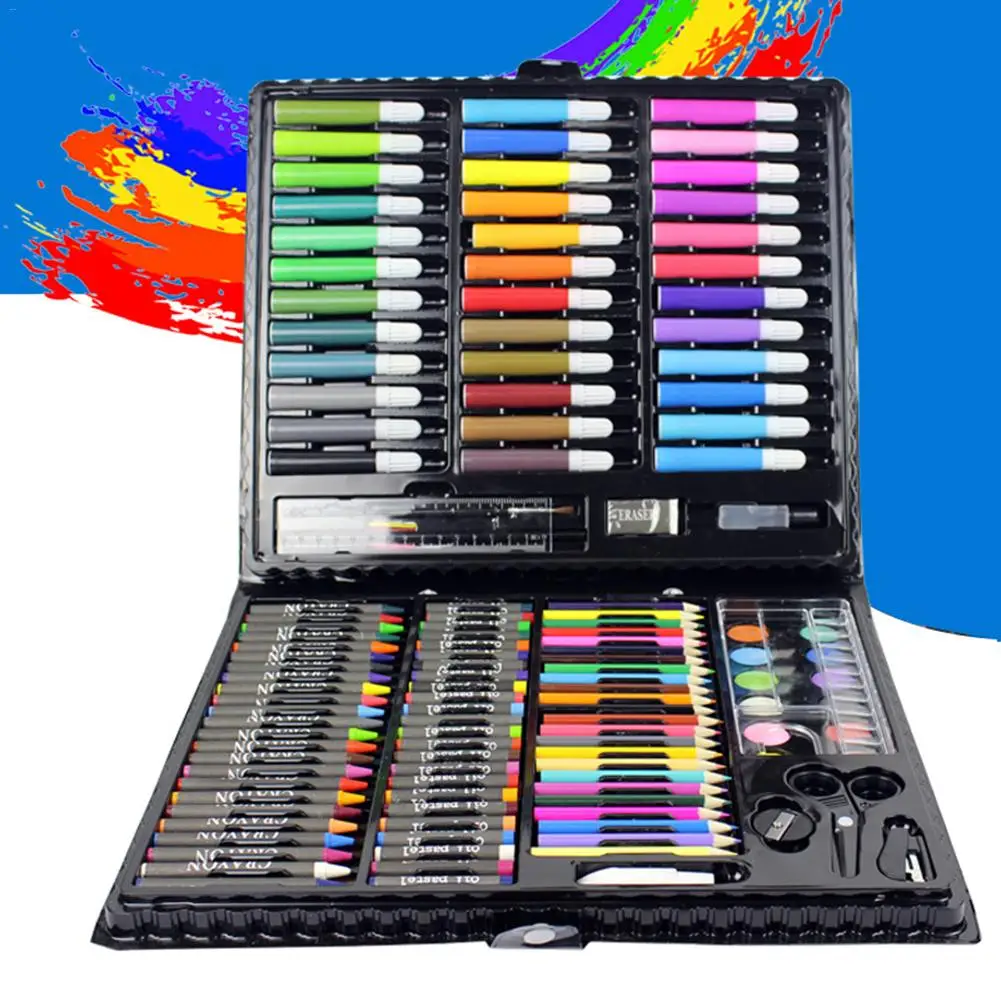 150 шт Детские краски для рисования Инструменты для рисования набор ручка цвета воды карандаш масло Пастель кисть для рисования ручка