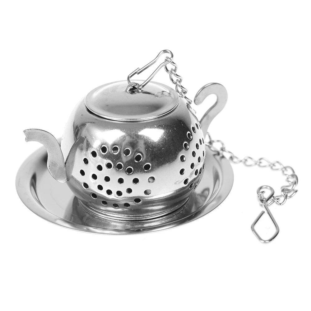 Stainless Steel Tea Filter Strainer with Lid Tray//Tea Filter Infuser Steeper//Teapot Shape