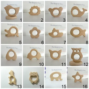 

44PCS Handmade Natural Newborn Beech Wooden Teether Toys