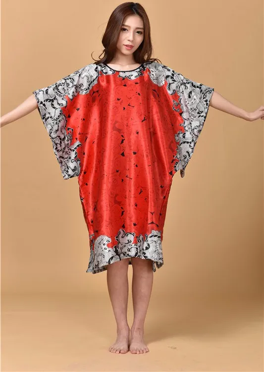 Новый стиль китайский женский халат из вискозы платье женское сексуальное свободное мягкое белье Ночная рубашка с принтом банное платье