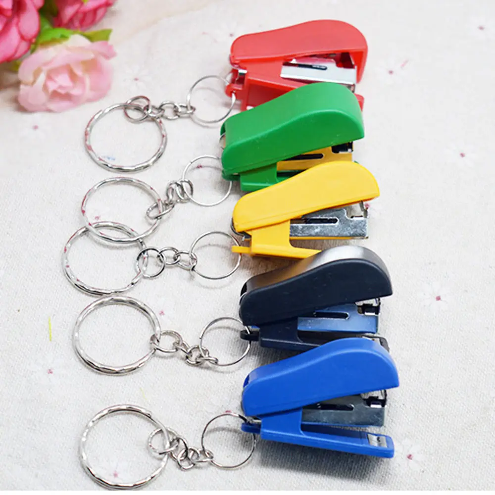 1Pc Mini Stapler Key Chain Ring Keychain School Office Supplies Stationeryin Stapler from
