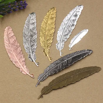 

20 PCS 110*24mm 52mm*12mm Fashion Metal Copper 6 Colors Plated Feather Pendant Connectors Charm For Jewelry Making
