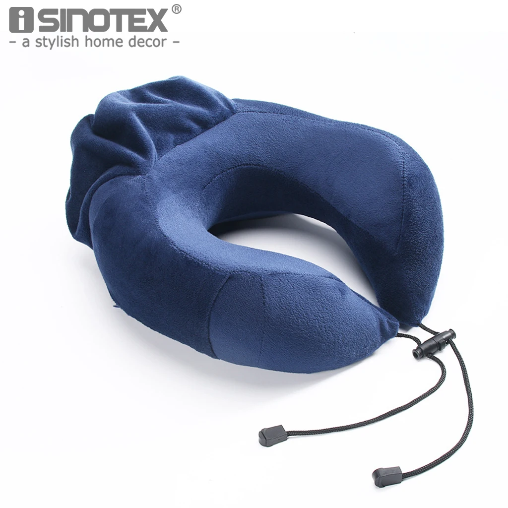 

U-Shape Memory Pillow Cushion Inflatable Neck Polyester Breathable Memory Foam Removable for Office Travel Airplane Car 1 PCS